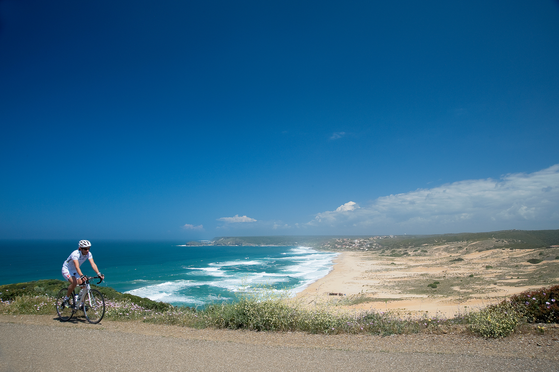 Landscape at Portoscuso and the coast of Mediterranean Sea at